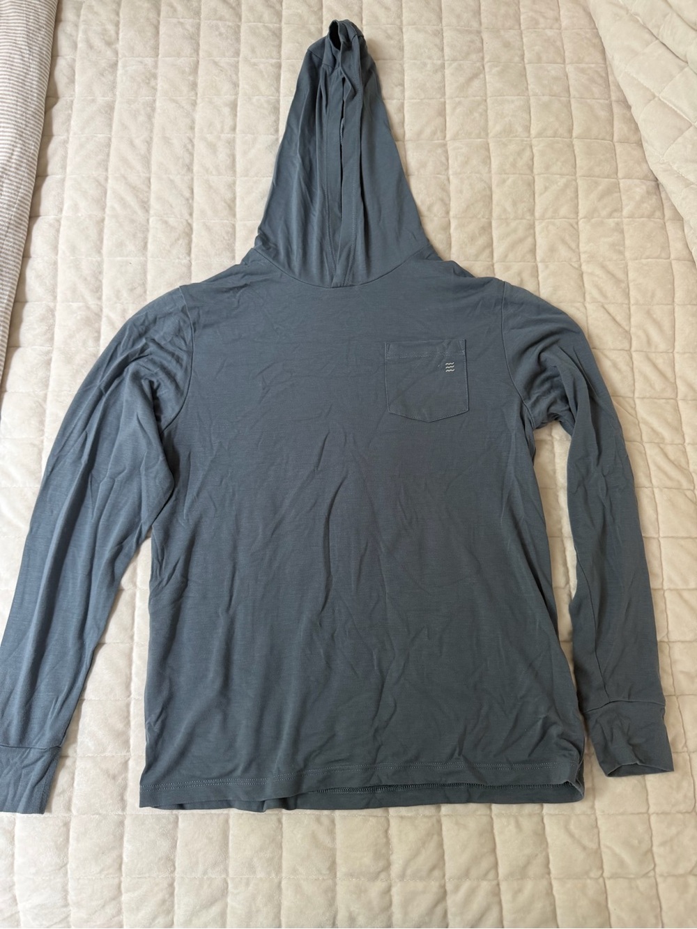 Boys Free Fly Hooded Long-Sleeve Pocket Tee - Slate Blue